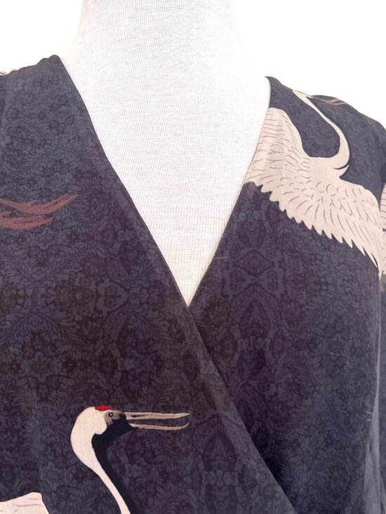 NWT "Show Me Your Mumu" - Crop Top - Black Sheer White Crane - Size Small - Picture 4 of 12